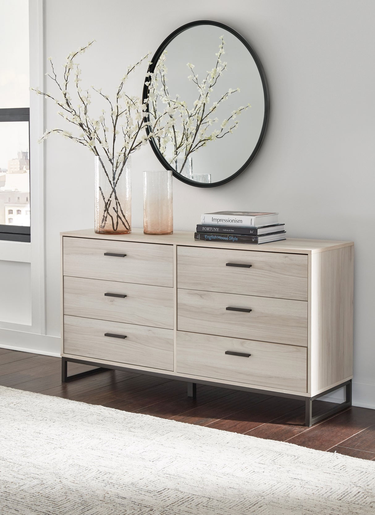 Socalle Light Natural Queen Panel Platform Bed with Dresser and Nightstand from Ashley - Luna Furniture