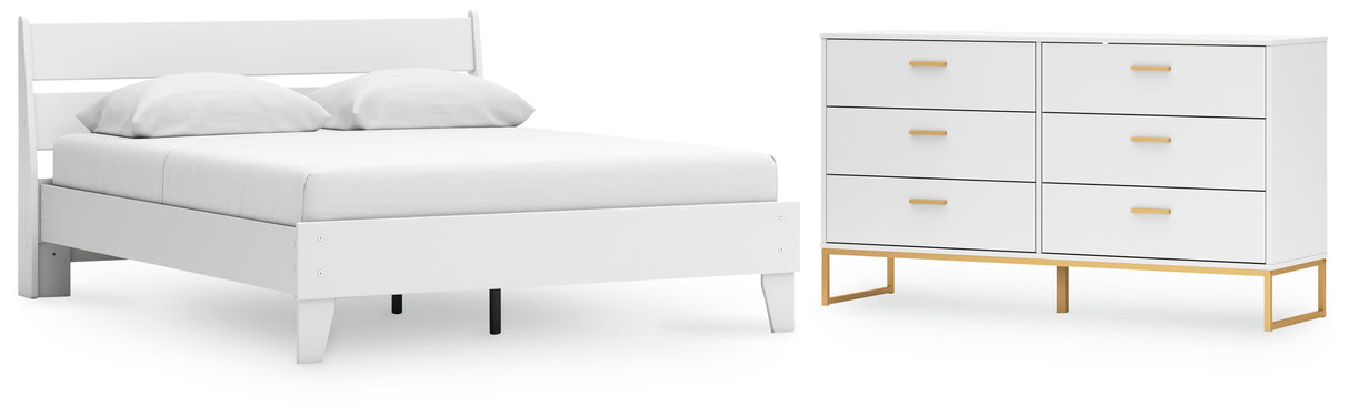 Socalle Queen Panel Platform Bed with Dresser in Two-tone from Ashley - Luna Furniture