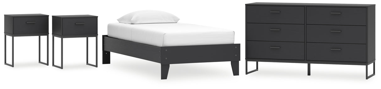 Socalle Twin Platform Bed with Dresser and 2 Nightstands in Black from Ashley - Luna Furniture