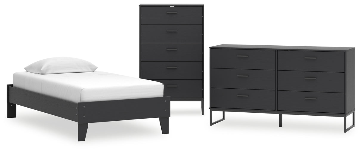 Socalle Twin Platform Bed with Dresser and Chest in Black from Ashley - Luna Furniture