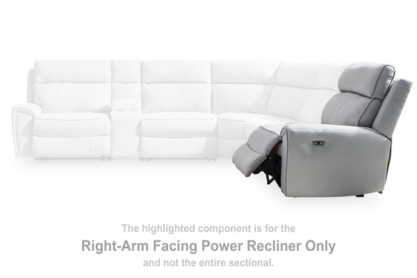 Social Pointe Pearl/Ash Right-Arm Facing Power Recliner