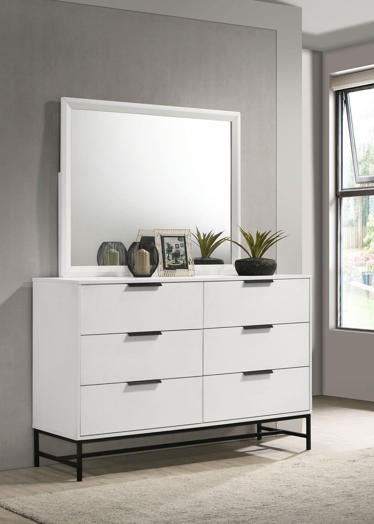 Sonora White 6-Drawer Dresser with Mirror from Coaster - Luna Furniture