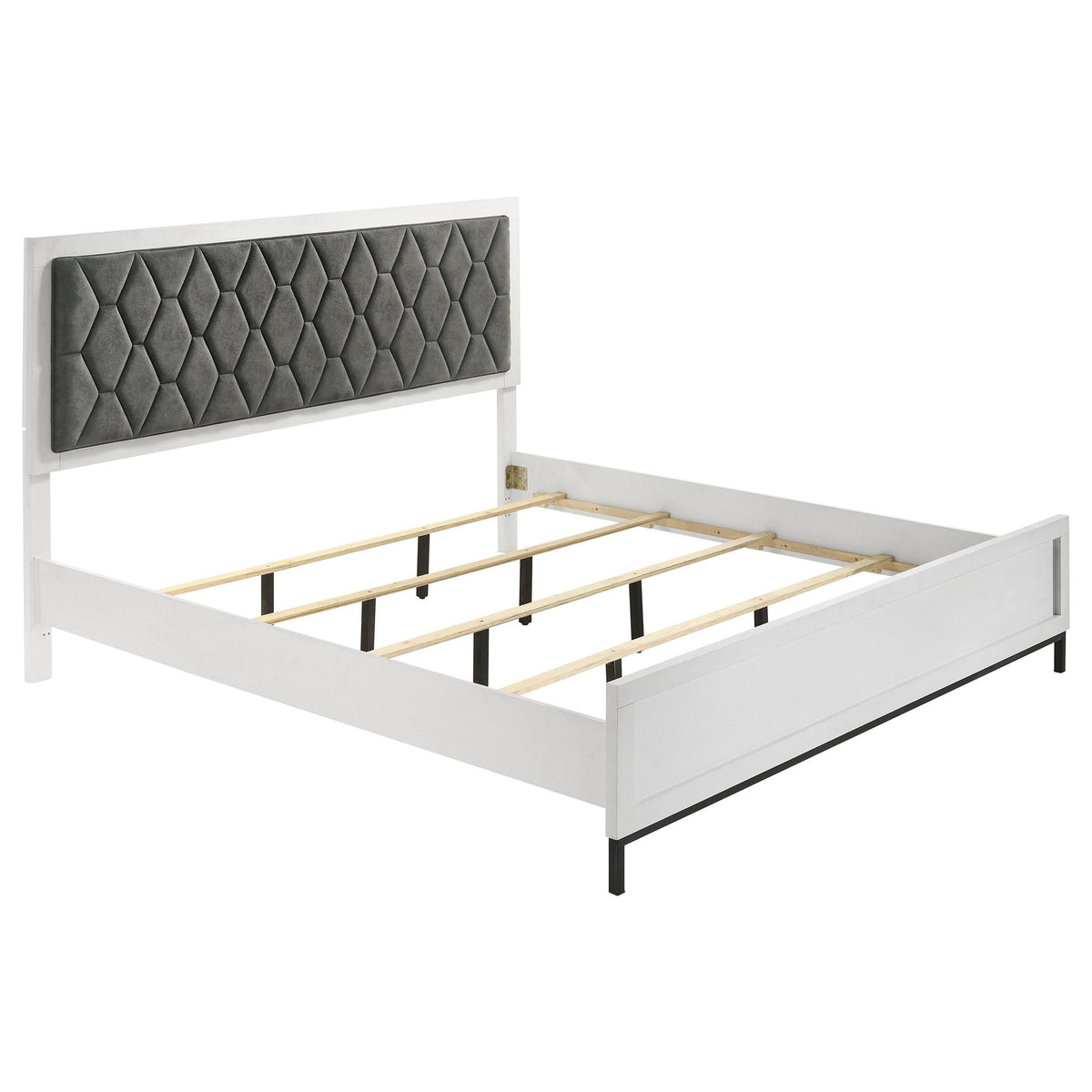 Sonora White Eastern King Upholstered Panel Bed from Coaster - Luna Furniture