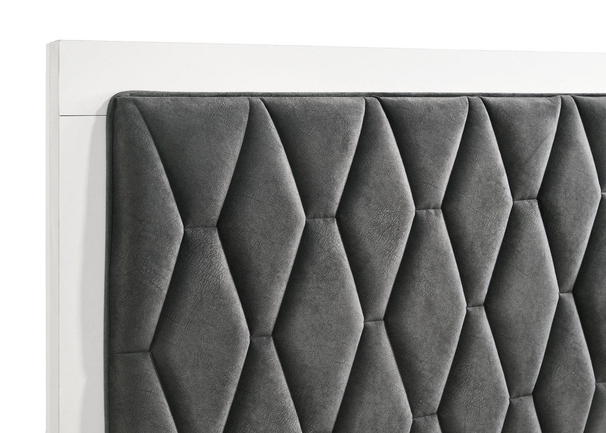Sonora White Eastern King Upholstered Panel Bed from Coaster - Luna Furniture