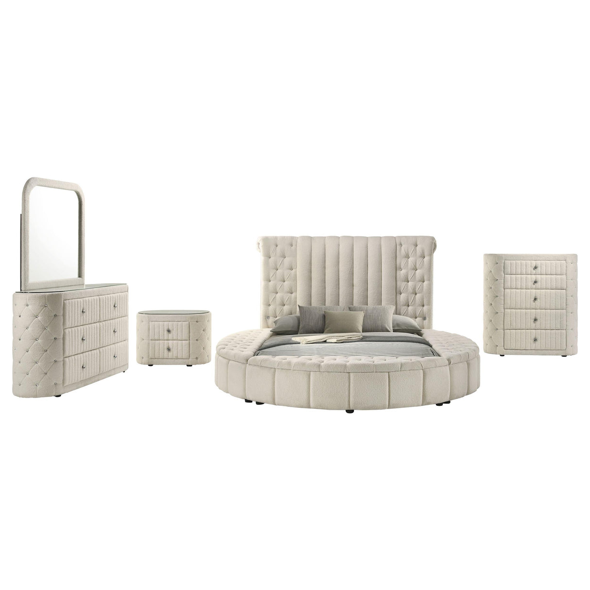 Sonya Ivory 5-Piece Upholstered Eastern King Bedroom Set from Coaster - Luna Furniture