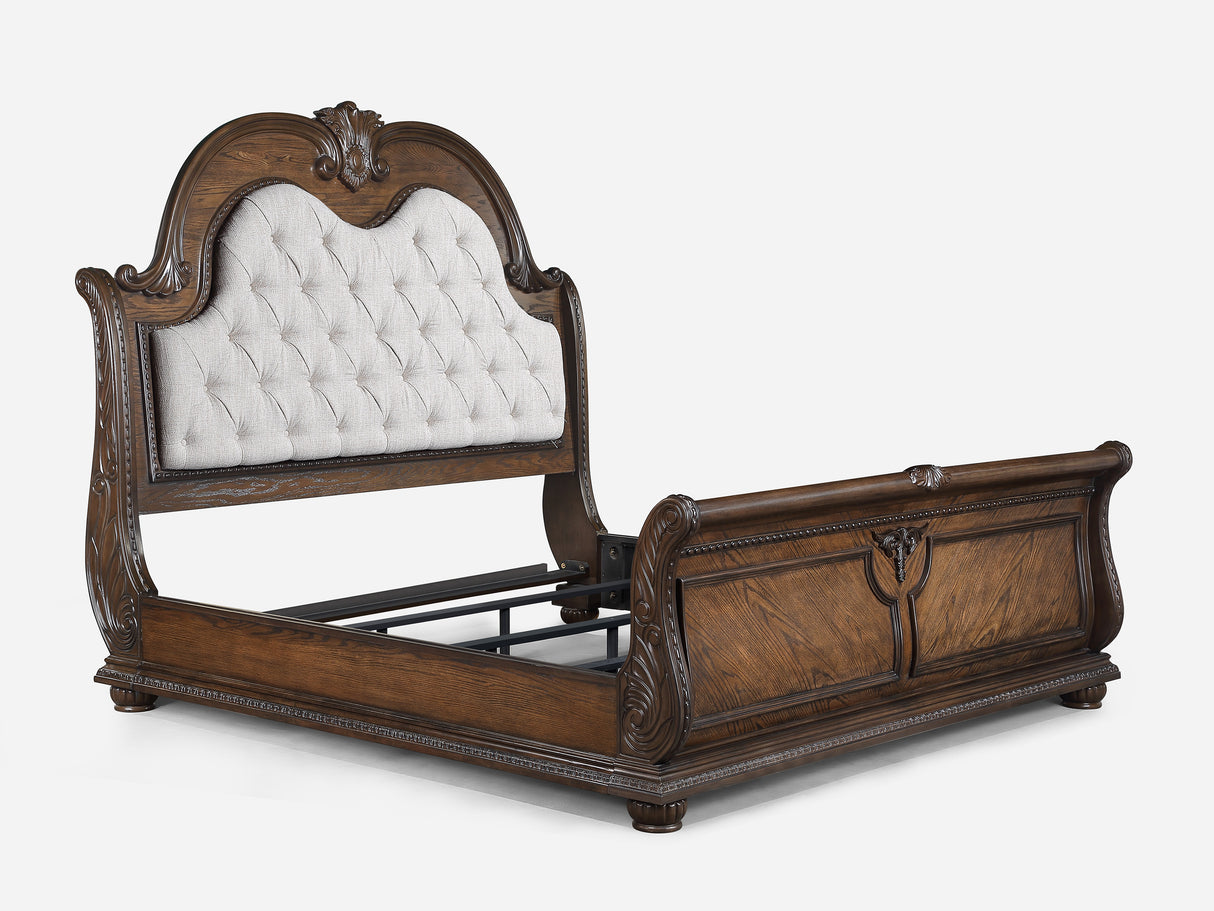 Stanley Coffee Brown King Upholstered Sleigh Bed from Crown Mark - Luna Furniture