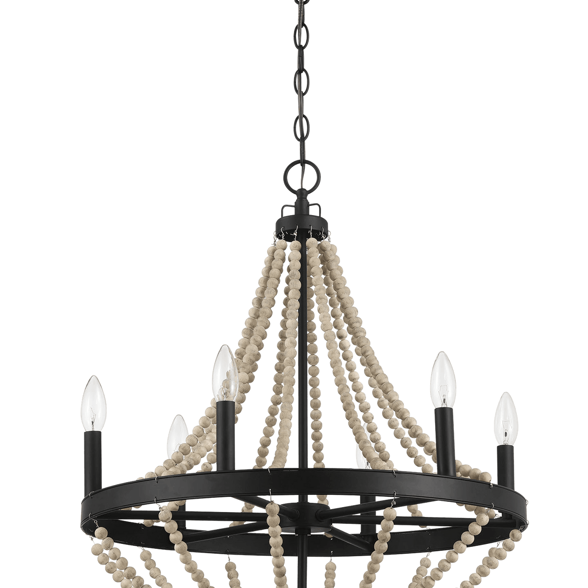 Ashcroft Furniture Starry Wood Chandelier Farmhouse Six Candle