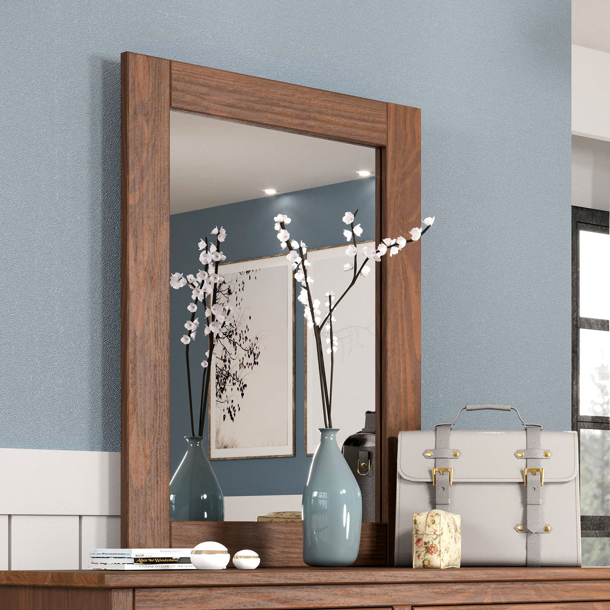 Stavros Mahogany Mirror (Mirror Only) from Furniture of America - Luna Furniture