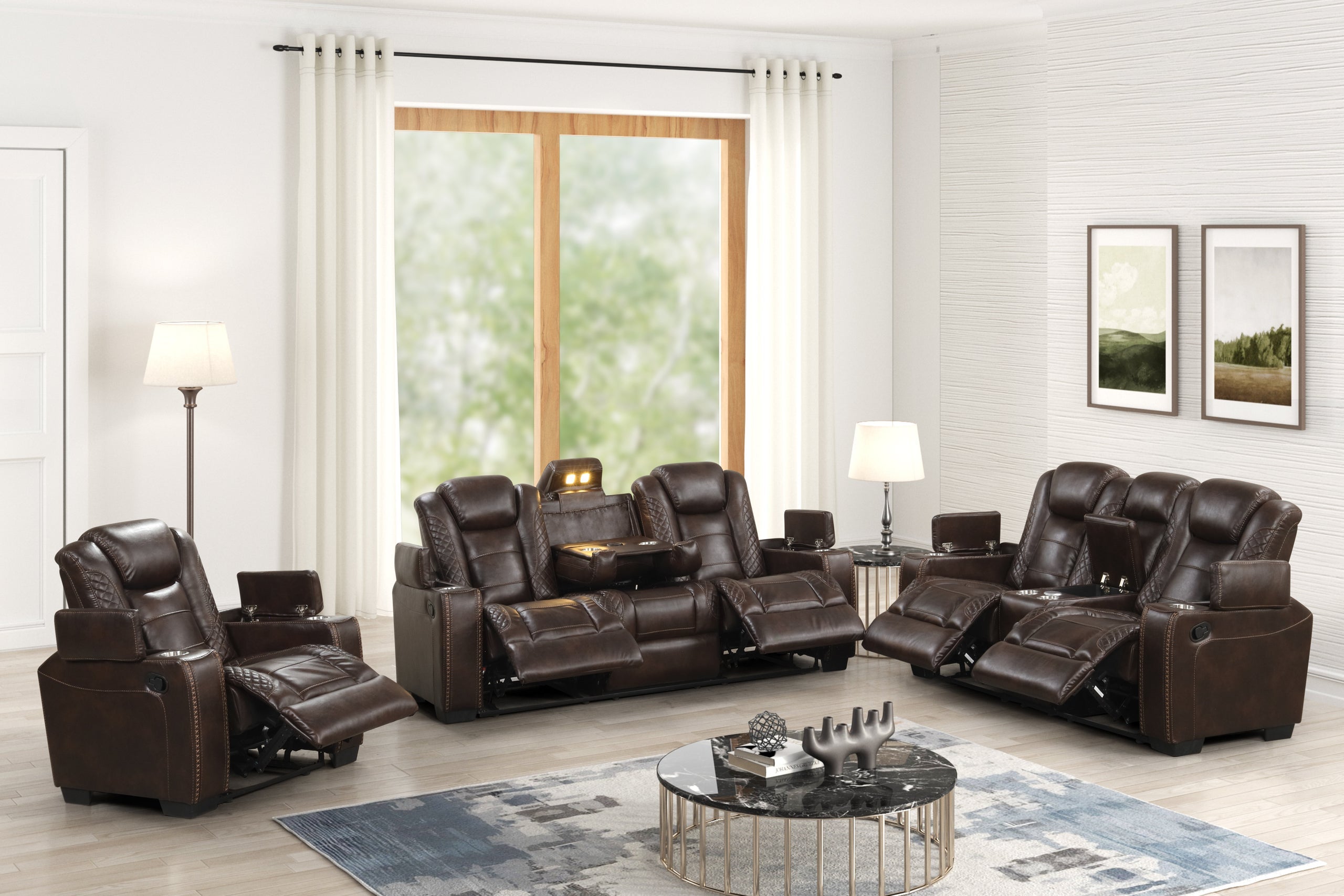 Stefano Chocolate 3-Piece Reclining Living Room Set – Luna Furniture