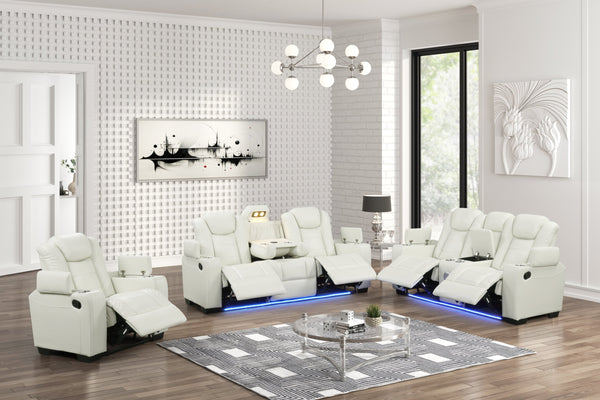 Stefano White 3-Piece Reclining Living Room Set