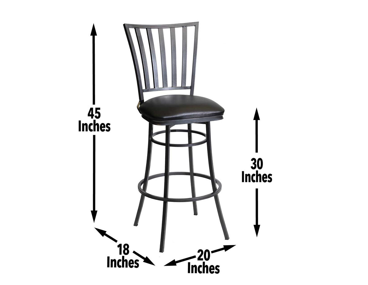 Stellan Gunmetal/Midnight 30″ Bar Stool, Swivel from Steve Silver - Luna Furniture
