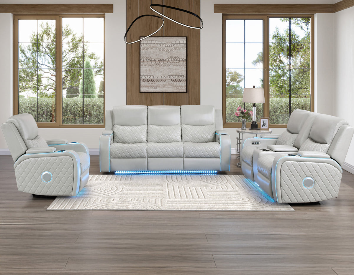 Luna Home Cinema Power Recliner, Ice Vegan Leather from Steve Silver - Luna Furniture