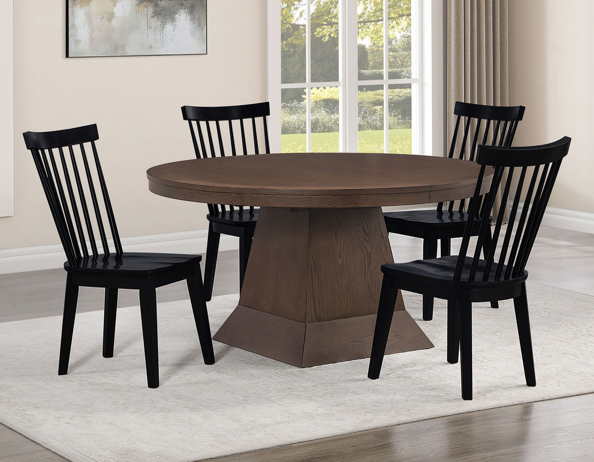 Vaughn 5-Piece 60-96″ w/2-18 Leaves Dining Set, Coffee & Black Finish from Steve Silver - Luna Furniture
