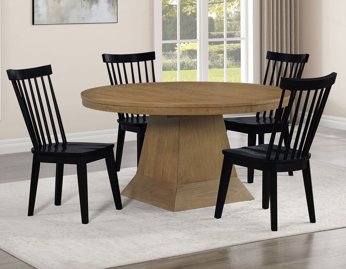 Vaughn 5-Piece 60-96″ w/2-18 Leaves Dining Set, Driftwood & Black Finish from Steve Silver - Luna Furniture