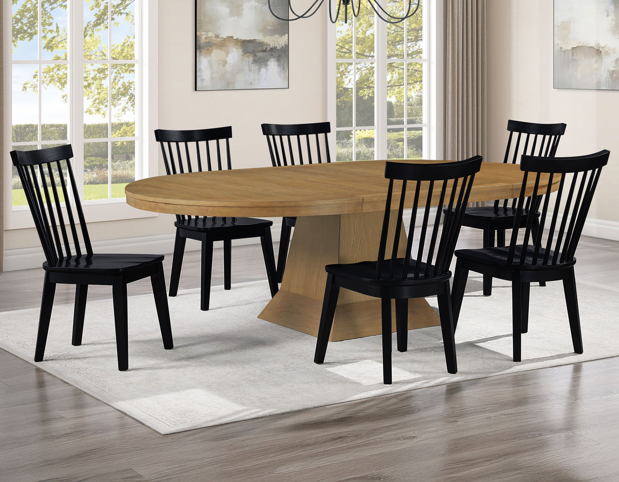 Vaughn 5-Piece 60-96″ w/2-18 Leaves Dining Set, Driftwood & Black Finish from Steve Silver - Luna Furniture
