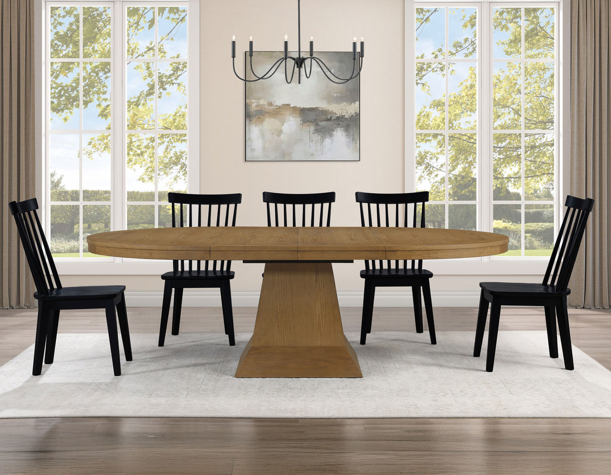 Vaughn 5-Piece 60-96″ w/2-18 Leaves Dining Set, Driftwood & Black Finish from Steve Silver - Luna Furniture