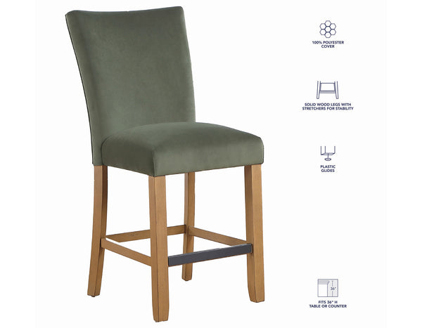 Artemis Green Velvet Counter Height Chair, Set of 2