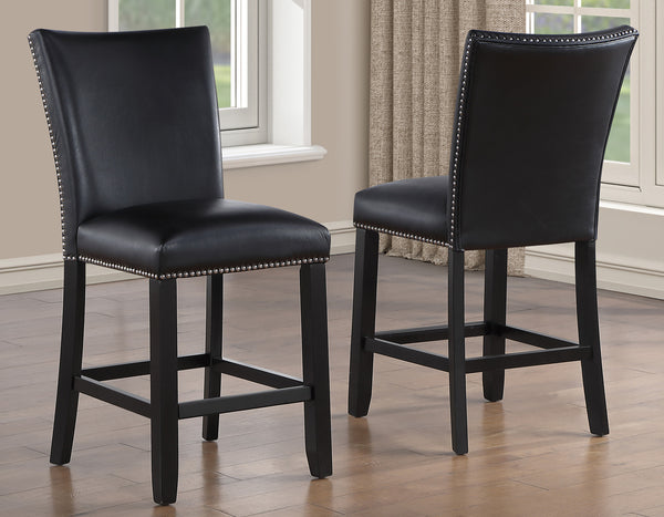 Artemis Black Vegan Leather Counter Height Chair, Set of 2