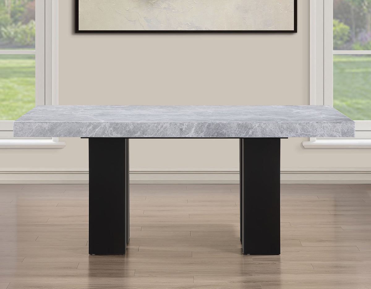 Artemis Black 5-Piece 70" Rectangle Gray Marble Table with 4 Black Vegan Leather Chairs from Steve Silver - Luna Furniture