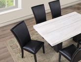 Artemis White/Black 5-Piece 70″ Rectangle Marble Top Dining Set with Vegan Leather Chairs from Steve Silver - Luna Furniture