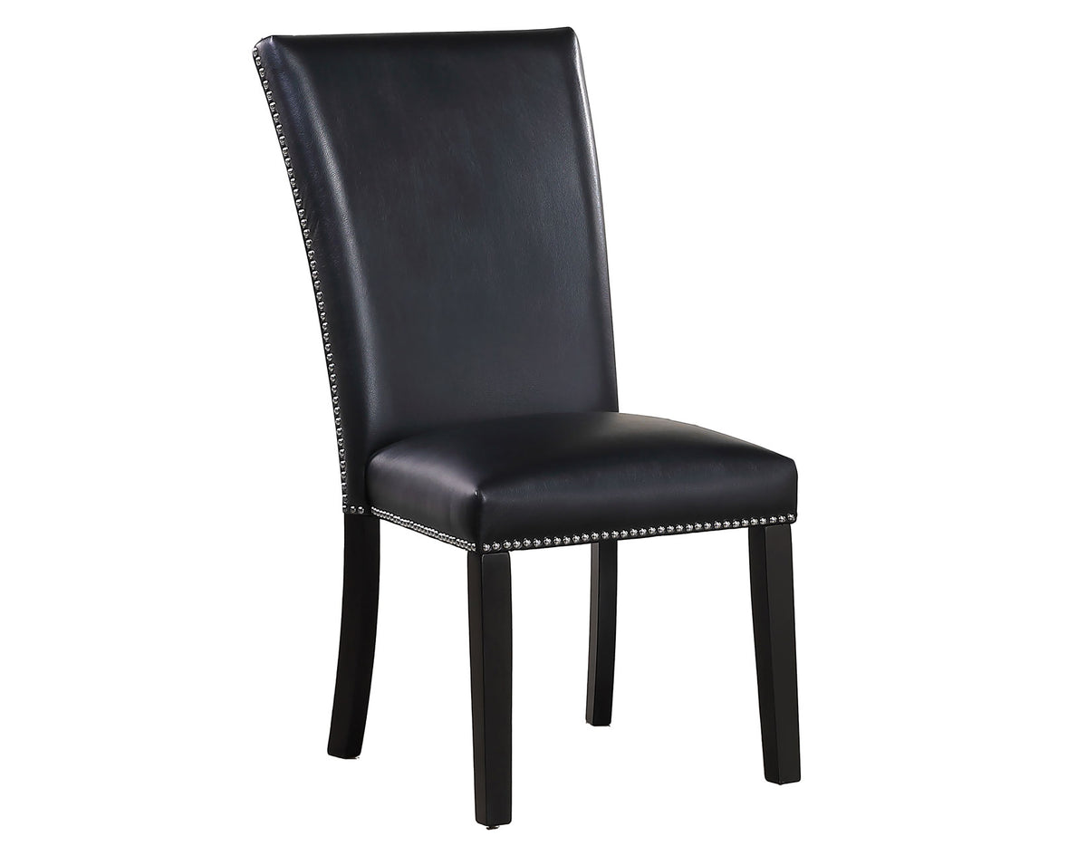Artemis Black 5-Piece 70" Rectangle Gray Marble Table with 4 Black Vegan Leather Chairs from Steve Silver - Luna Furniture