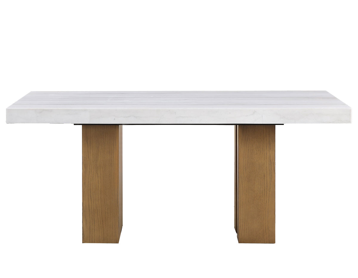 Artemis Brown/Sand 70" Rectangle White Marble Table with 4 Brown Velvet Chairs from Steve Silver - Luna Furniture