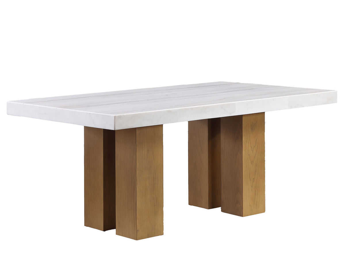 Artemis Green/Sand 70" Rectangle White Marble Table with 4 Green Velvet Chairs from Steve Silver - Luna Furniture