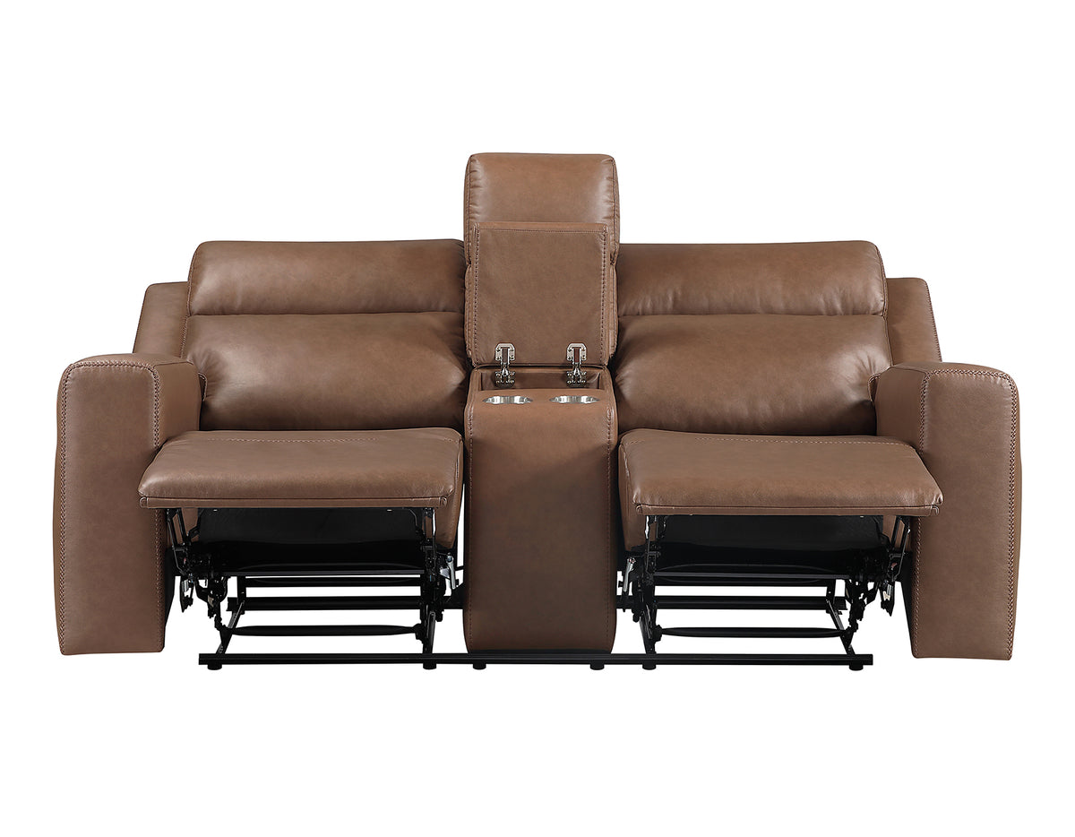 Barron 3-Piece Manual Reclining Brown Vegan Leather Set from Steve Silver - Luna Furniture