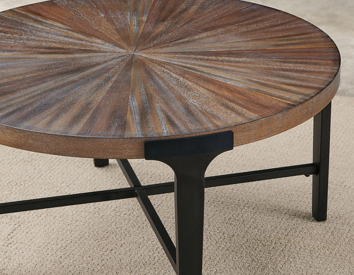 Chevron Cinnamon 36-inch Round Cocktail Table from Steve Silver - Luna Furniture