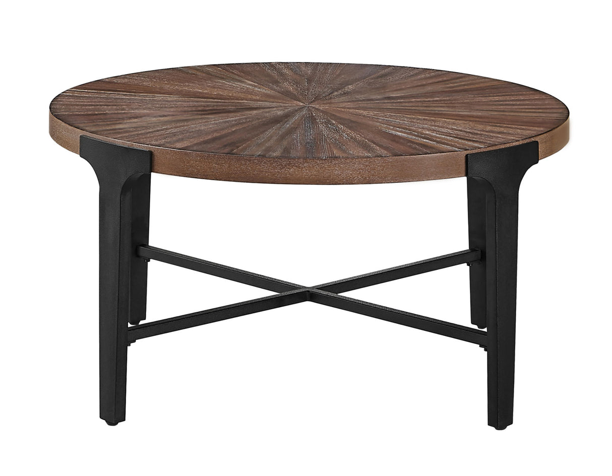 Chevron Cinnamon 36-inch Round Cocktail Table from Steve Silver - Luna Furniture