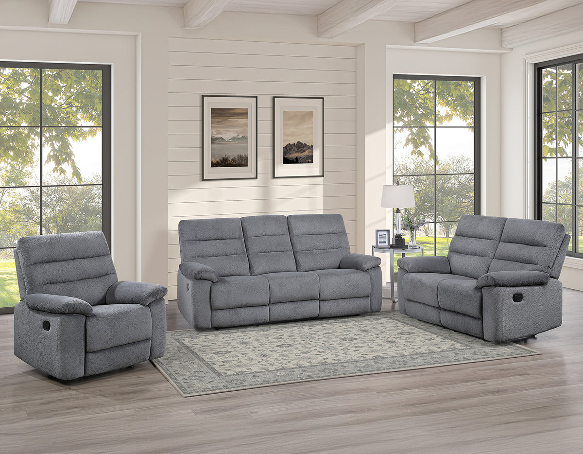 Cozy 3-Piece Gray Manual Reclining Set from Steve Silver - Luna Furniture