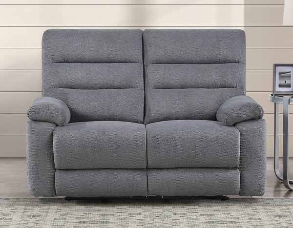 Cozy Gray Manual Recliner Loveseat
