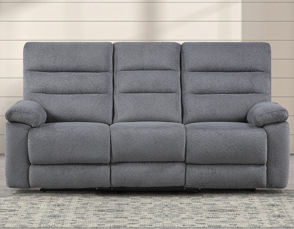 Cozy Gray Manual Recliner Sofa