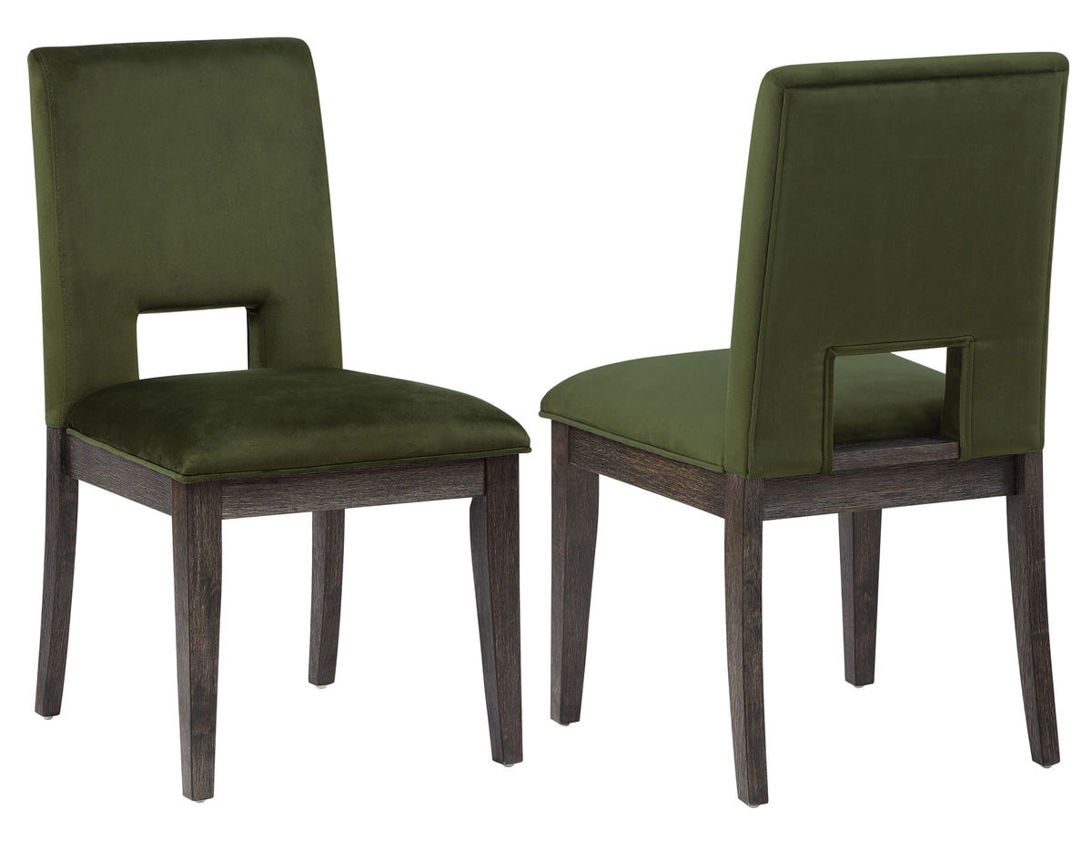 Evan 5-Piece 78-96-inch Table Set with Green Velvet Chairs from Steve Silver - Luna Furniture