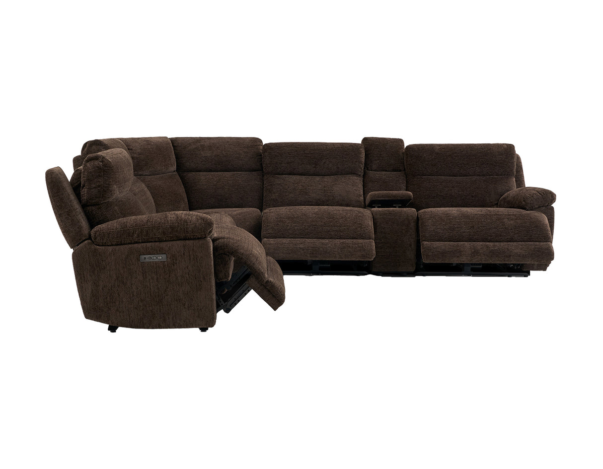 Gatlin Dual-Power Brown Fabric 6-Piece Modular Reclining Sectional from Steve Silver - Luna Furniture