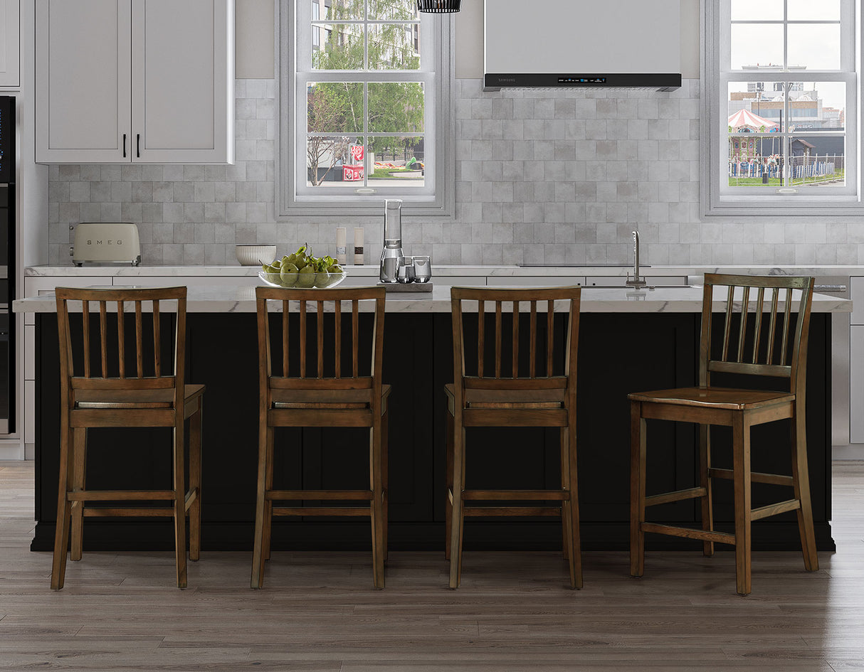 Joplin Walnut Solid Wood 24-Inch Farmhouse Counter Height Stool, Set of 2 from Steve Silver - Luna Furniture