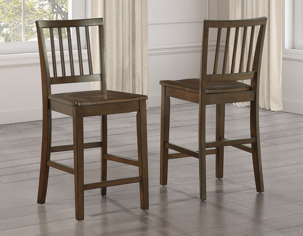 Joplin Walnut Solid Wood 24-Inch Farmhouse Counter Height Stool, Set of 2