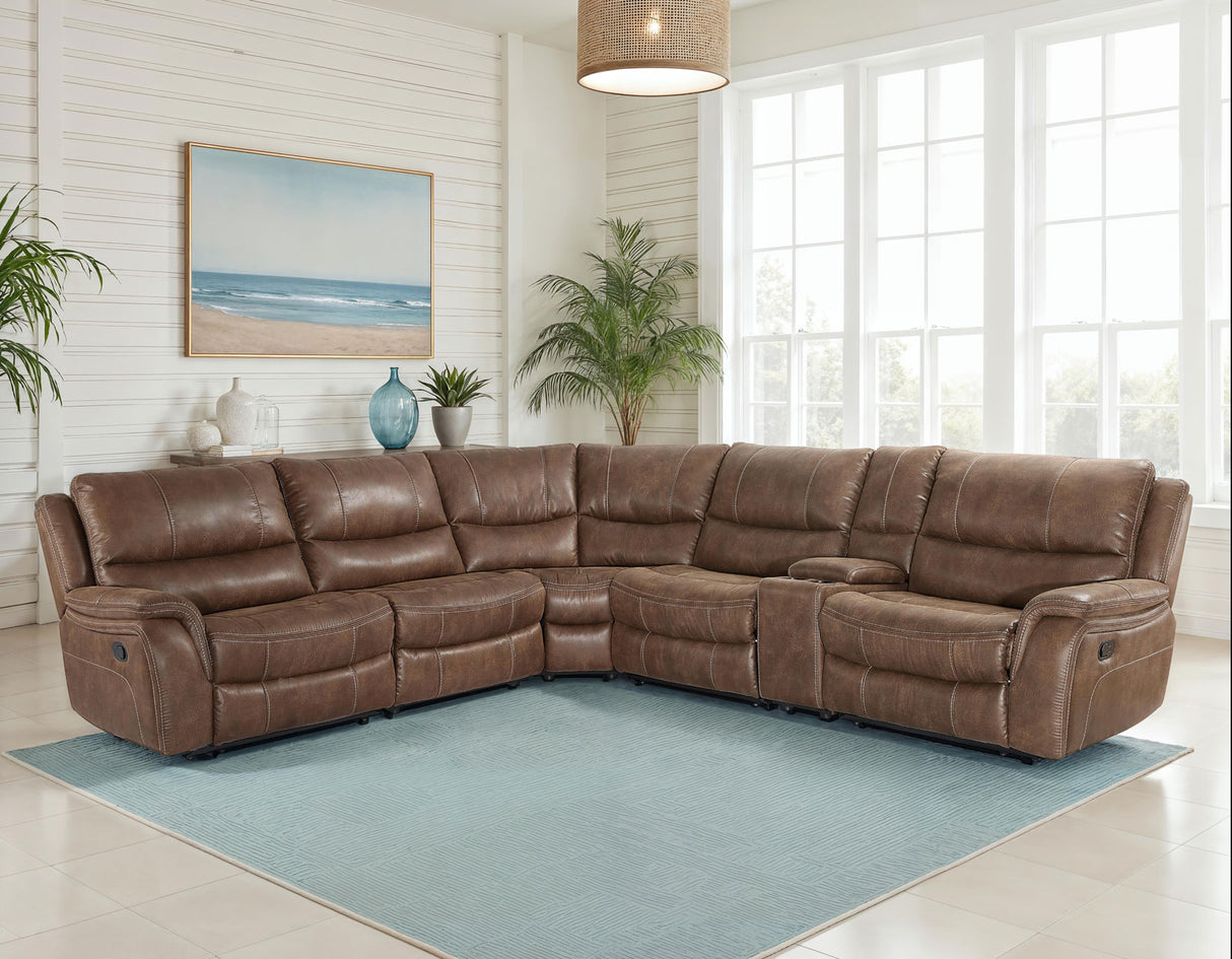 Lehi Warm Brindle 6-Piece Reclining Sectional from Steve Silver - Luna Furniture