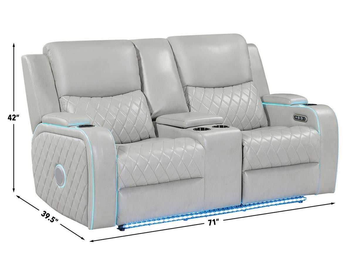 Luna 3-Piece Home Cinema Power Reclining Set, Ice Vegan Leather from Steve Silver - Luna Furniture