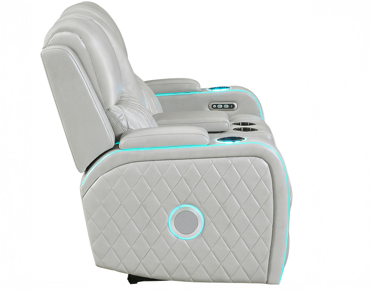 Luna 3-Piece Home Cinema Power Reclining Set, Ice Vegan Leather from Steve Silver - Luna Furniture