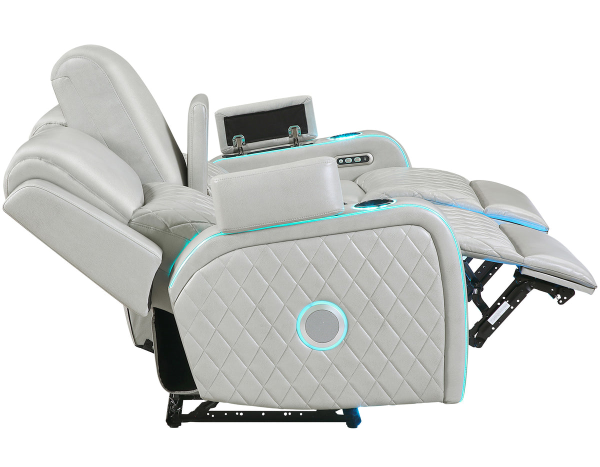 Luna 3-Piece Home Cinema Power Reclining Set, Ice Vegan Leather from Steve Silver - Luna Furniture
