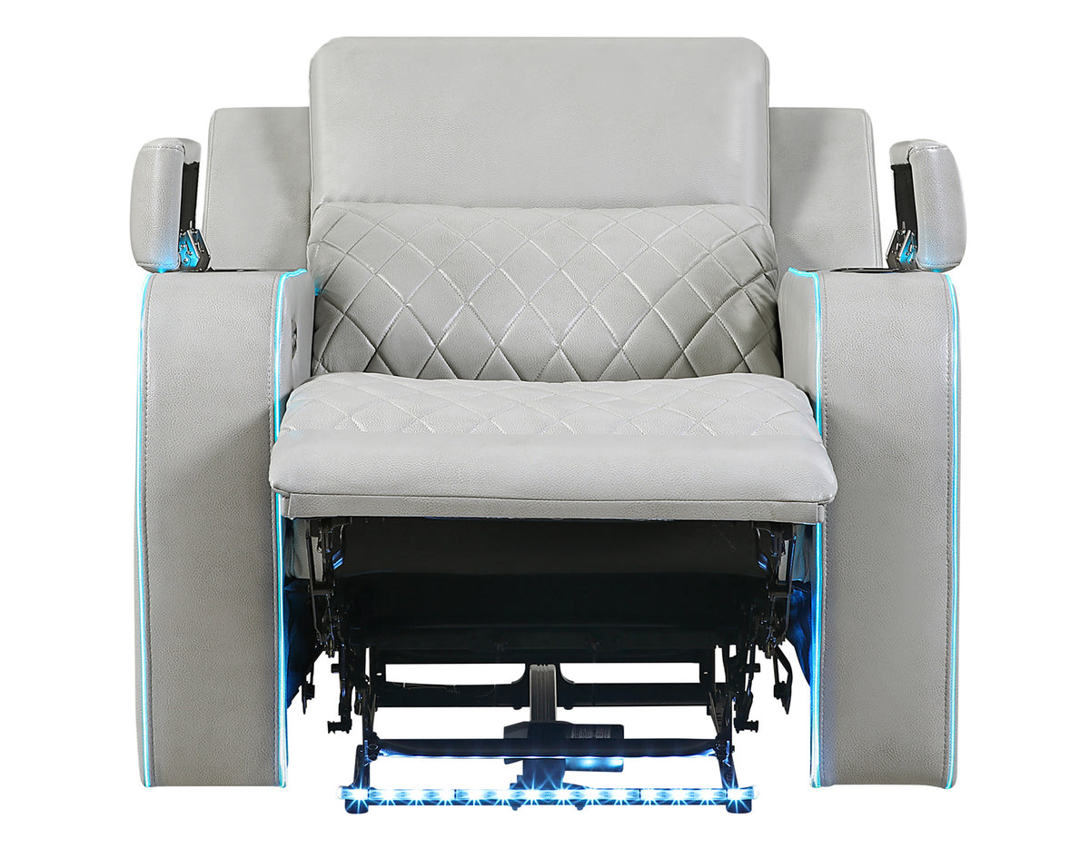 Luna Home Cinema Power Recliner, Ice Vegan Leather from Steve Silver - Luna Furniture