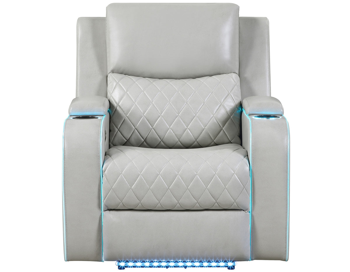 Luna Home Cinema Power Recliner, Ice Vegan Leather from Steve Silver - Luna Furniture