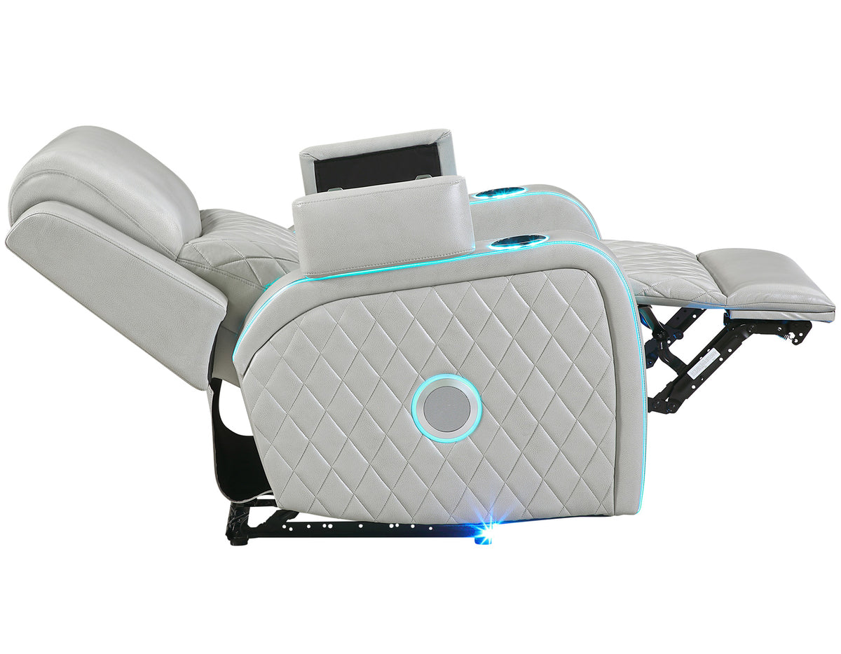 Luna 3-Piece Home Cinema Power Reclining Set, Ice Vegan Leather from Steve Silver - Luna Furniture