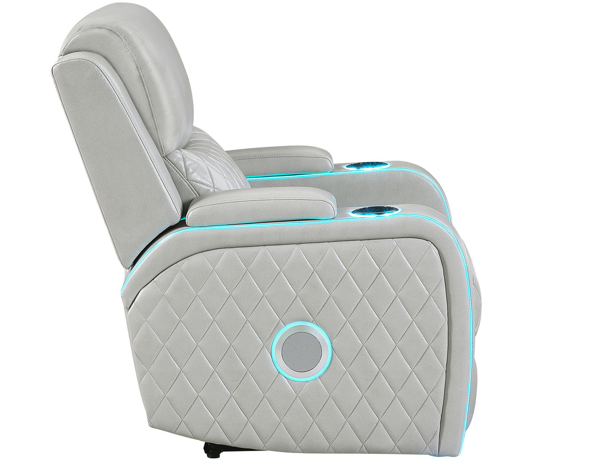 Luna Home Cinema Power Recliner, Ice Vegan Leather from Steve Silver - Luna Furniture