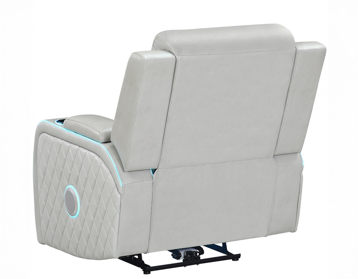 Luna 3-Piece Home Cinema Power Reclining Set, Ice Vegan Leather from Steve Silver - Luna Furniture