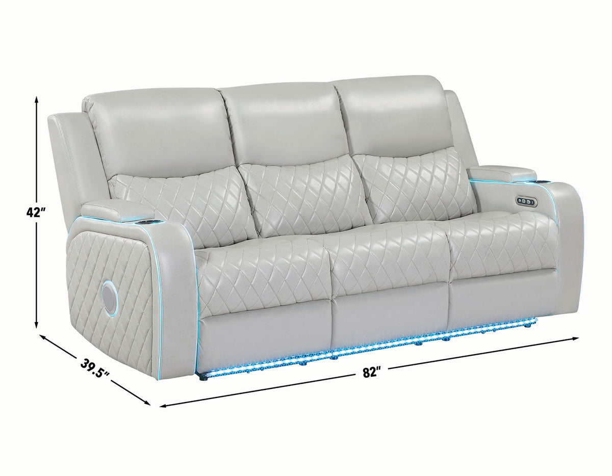 Luna 3-Piece Home Cinema Power Reclining Set, Ice Vegan Leather from Steve Silver - Luna Furniture