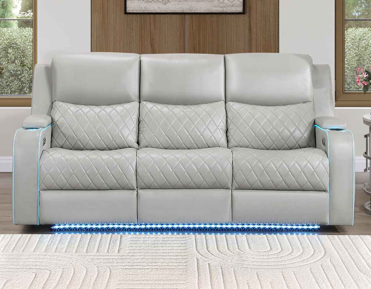 Luna Home Cinema Power Reclining Sofa, Ice Vegan Leather from Steve Silver - Luna Furniture