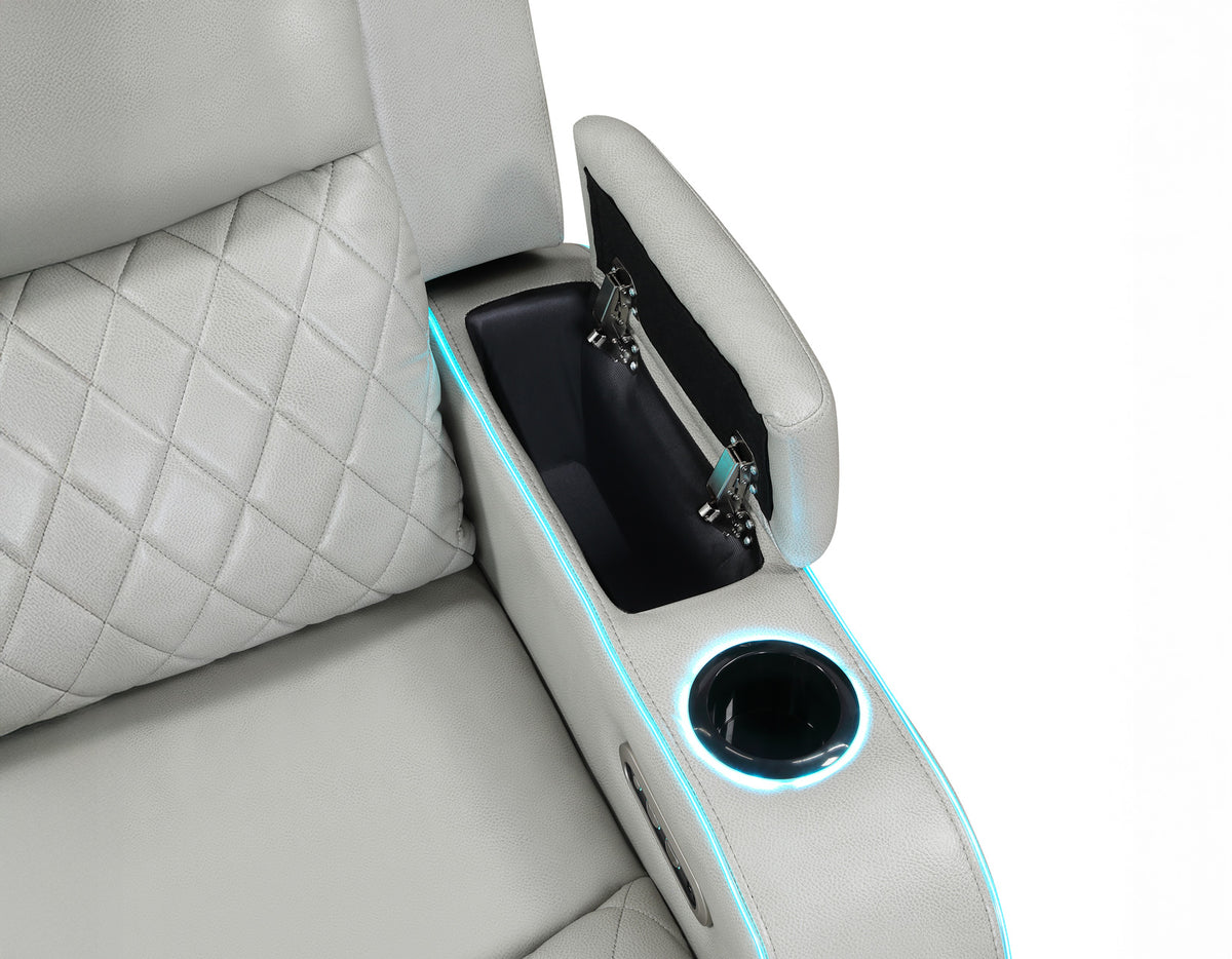Luna Home Cinema Power Recliner, Ice Vegan Leather from Steve Silver - Luna Furniture
