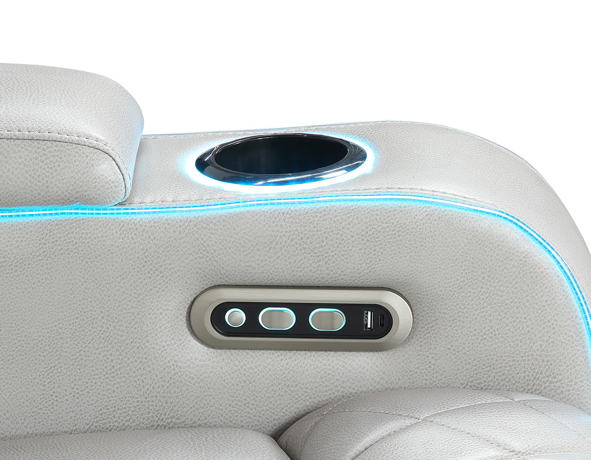 Luna Home Cinema Power Recliner, Ice Vegan Leather from Steve Silver - Luna Furniture